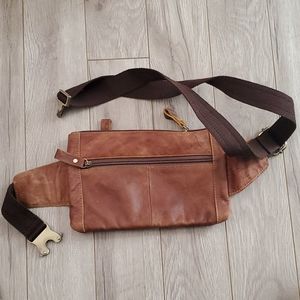 Brown leather fanny pack